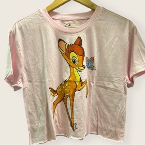 Disney Bambii Crop Top Tee Pink Large NEW